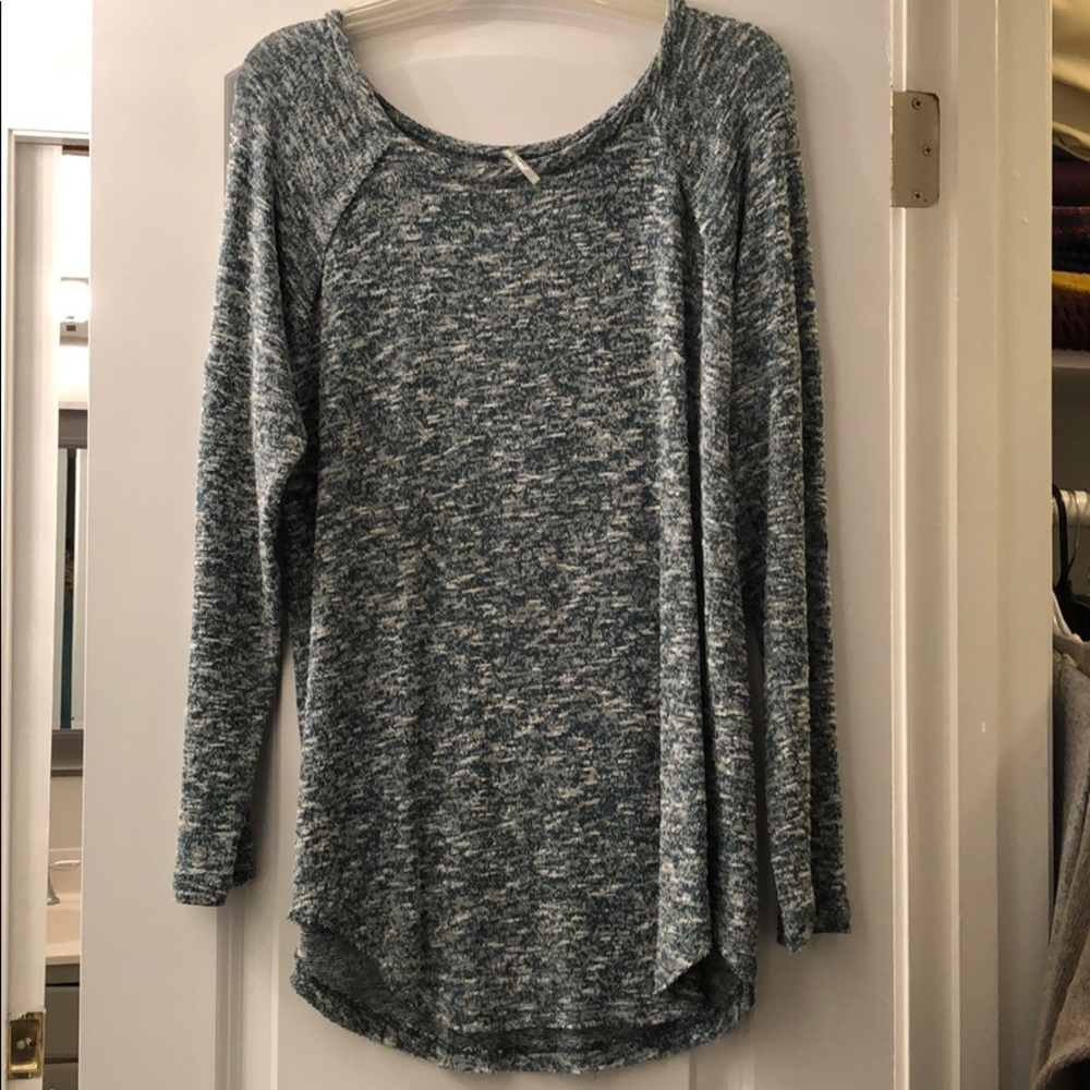 Dark green and white knit tunic